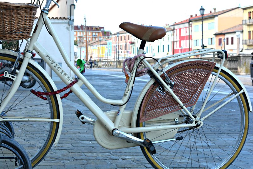 bicycles of cesenatico port town on the adriatic coast italy