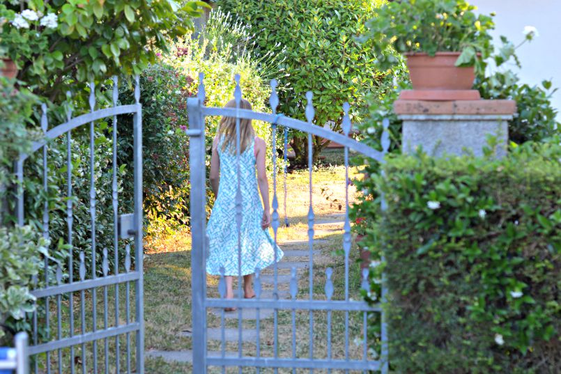 walking through the villa garden