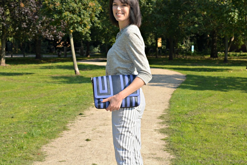 Acne striped trousers | Acne linen grandpa top | Anya Hindmarch clutch | Vintage silver statement necklace | Melissa shoes