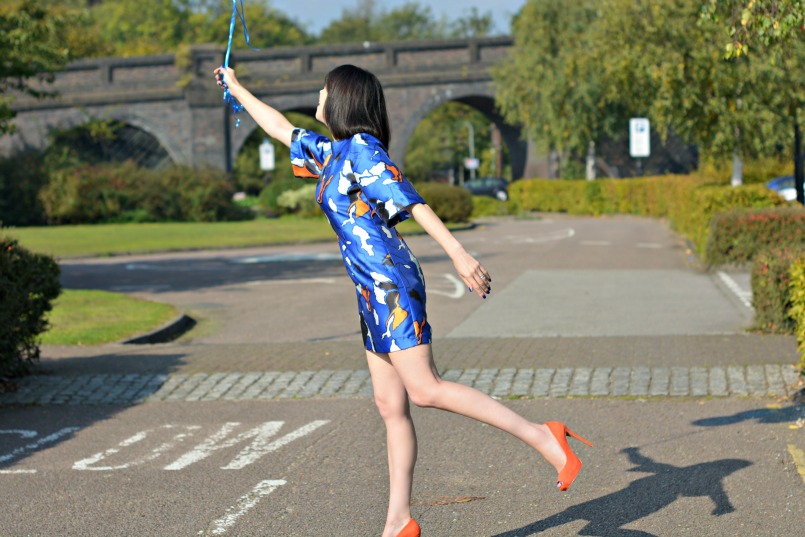 Finery London dress | Whistles orange platform pumps