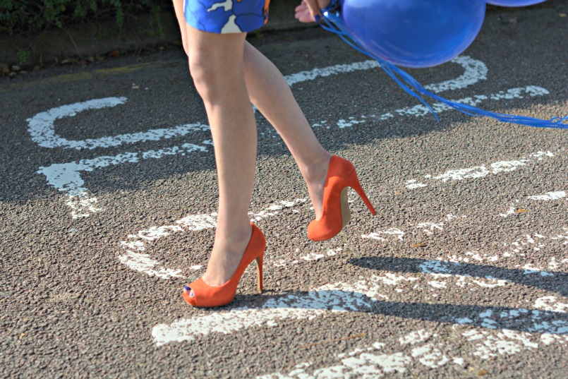 Finery London dress | Whistles orange platform pumps