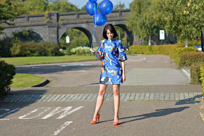 Finery London dress | Whistles orange platform pumps