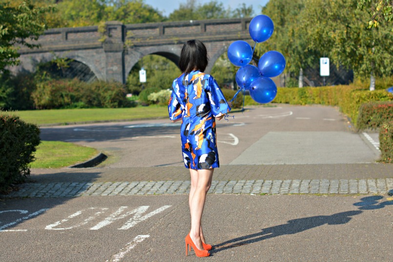 Finery London dress | Whistles orange platform pumps