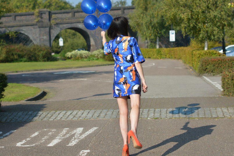 Finery London dress | Whistles orange platform pumps