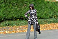 Zara wool trousers | Topshop black playsuit romper | Chanel mini 2.55 bag | Black Wool wrap | LKBennett black pumps