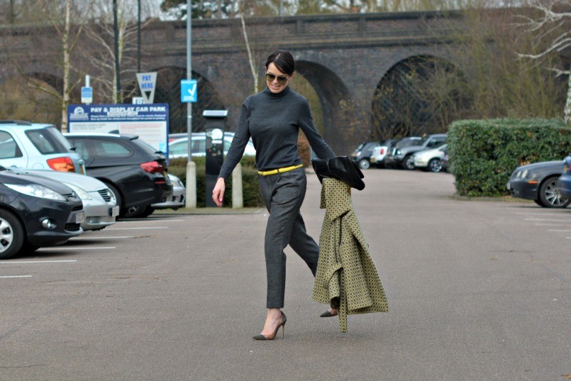 Boden jumper | Boden belt |Raoul clutch | Salt coat | Jack Wills trousers | Gianvito Rossi shoes