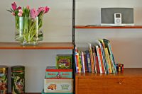 String shelving with Vintage Tins