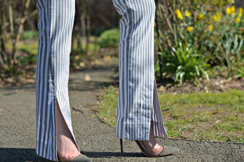 Acne Studios striped trousers | Gianvito Rossi Plexi pumps