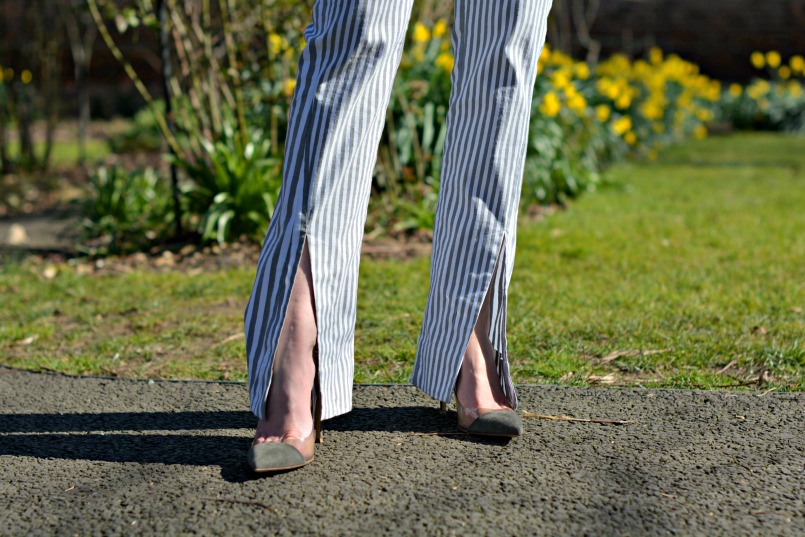 Acne Studios striped trousers | Gianvito Rossi Plexi pumps