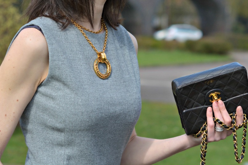 vintage chanel 2.55 mini bag | vintage chanel gold necklace