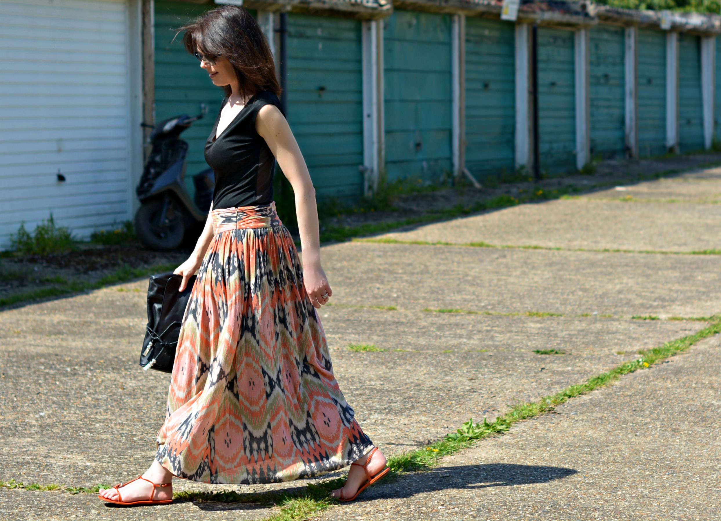 AllSaints Ikat maxi skirt fashion over 40