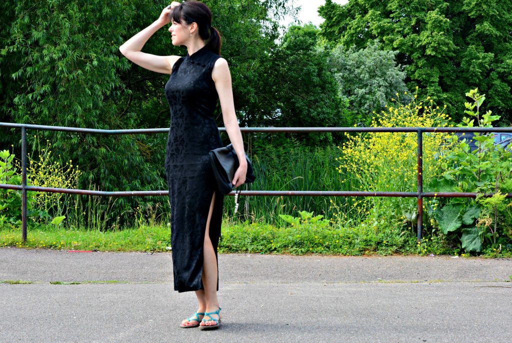 Flat sandals dressed up with LBD