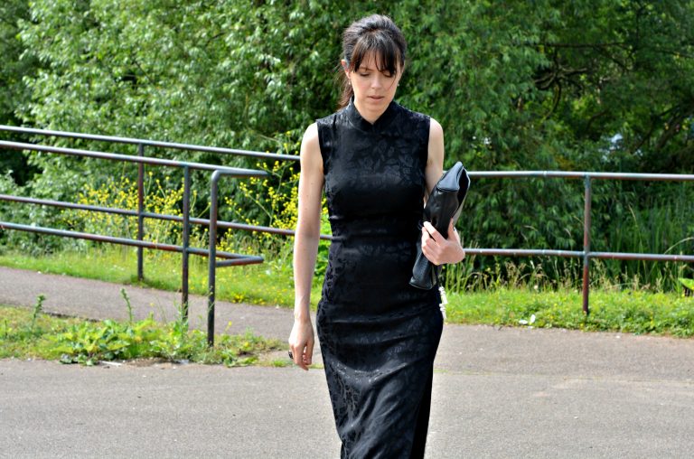 Flat sandals dressed up with LBD