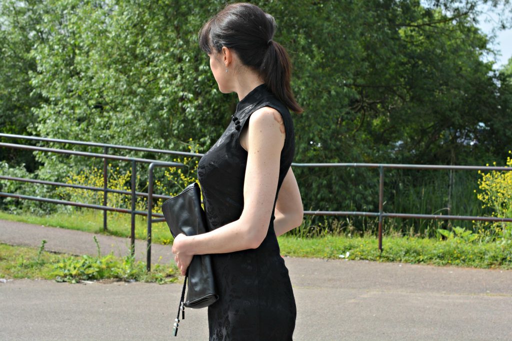 Flat sandals dressed up with LBD