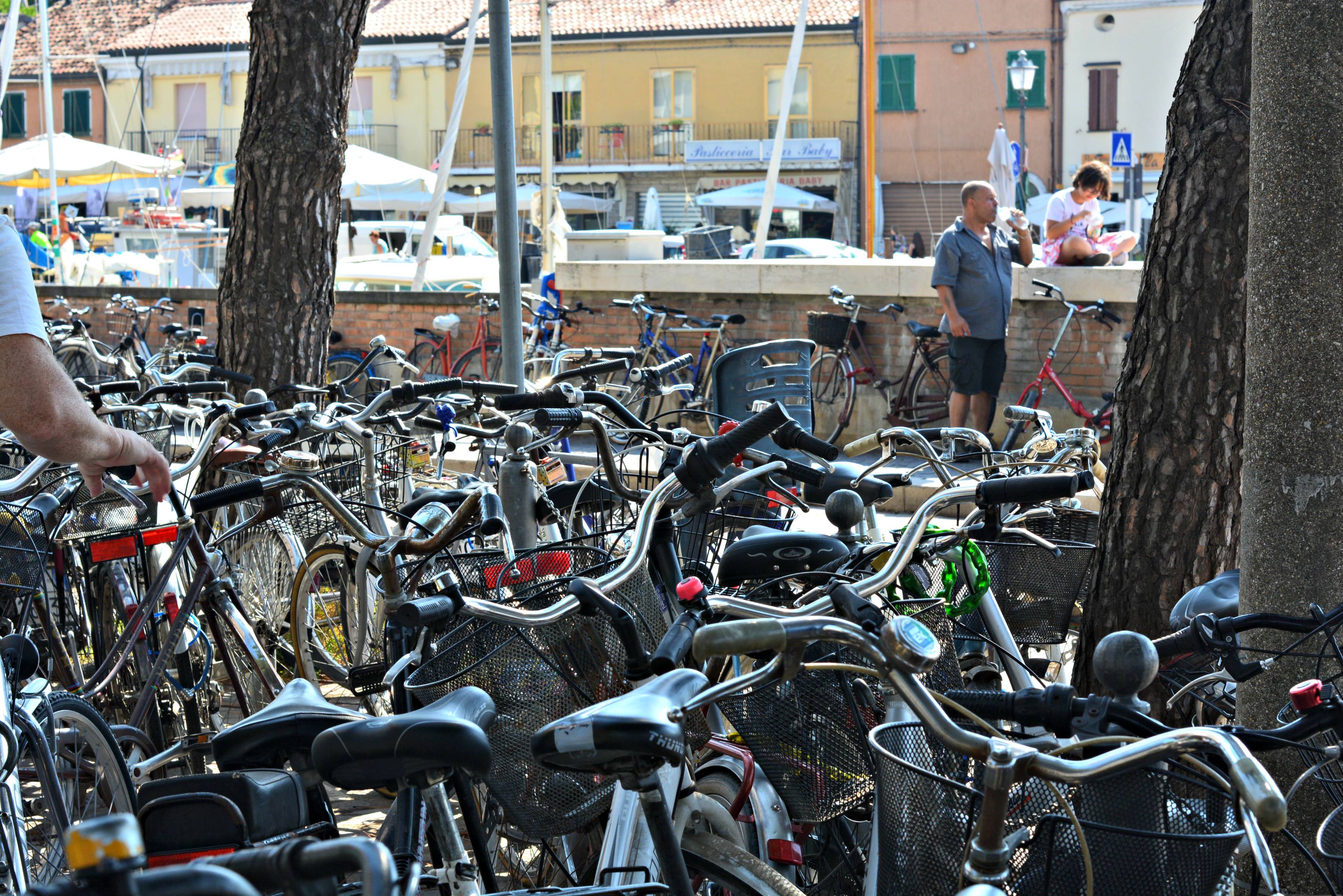 Cervia Ravenna Italy market day sea of bikes