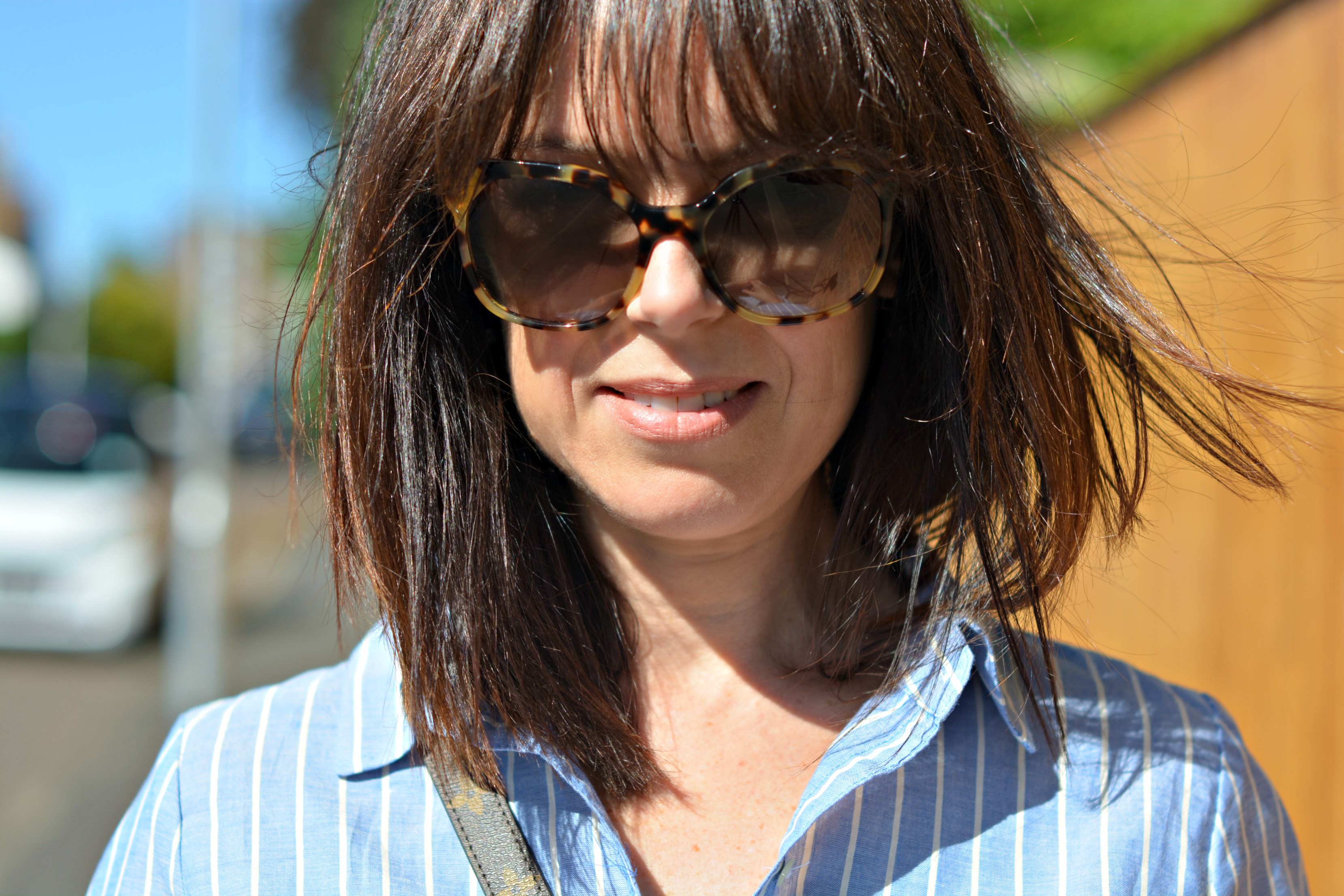 La Redoute the best pinstriped shirt dress | Prada tortoiseshell sunglasses