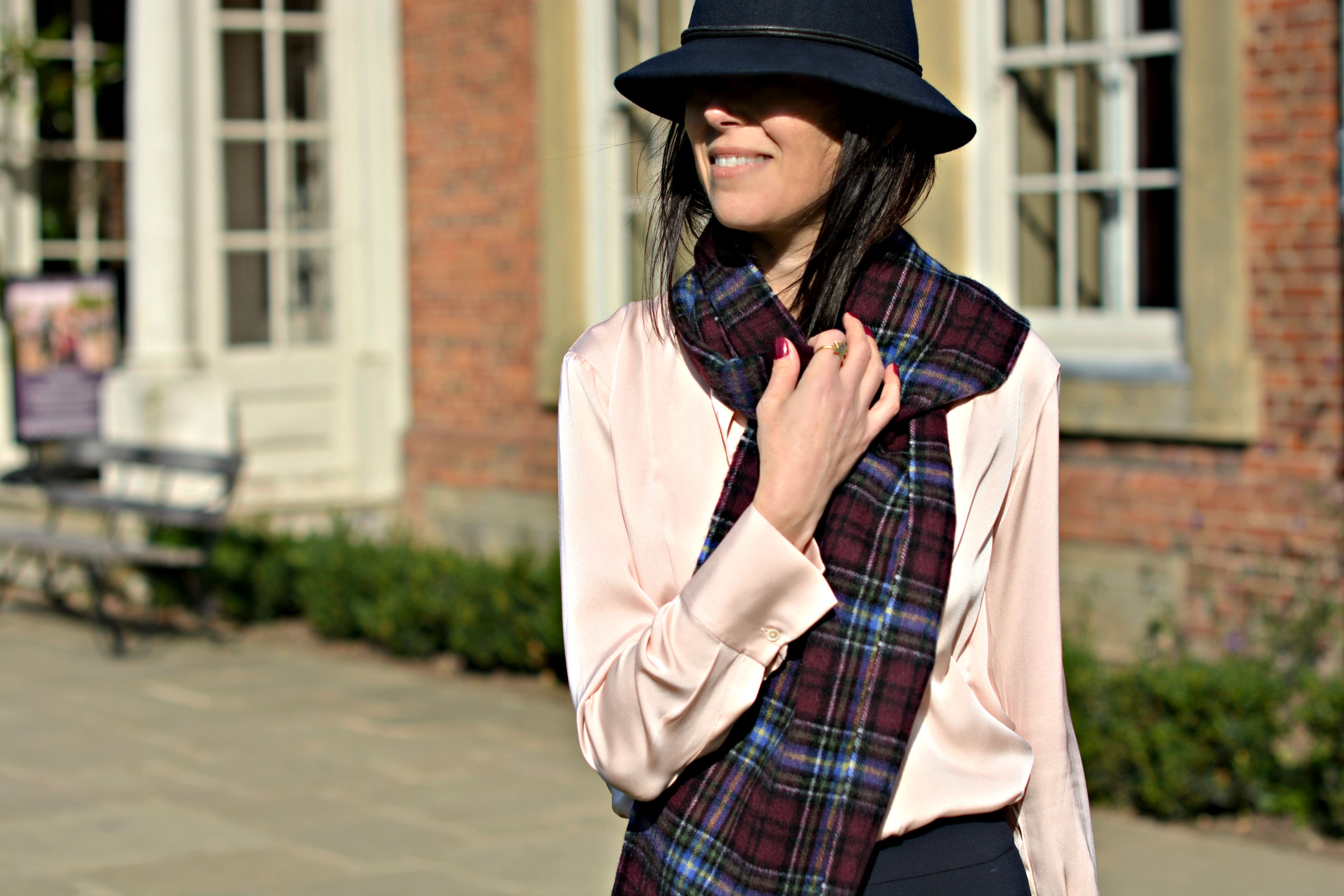 Investment pieces x Winser London - accessorized with Joules check scarf, Laura Ashley trilby