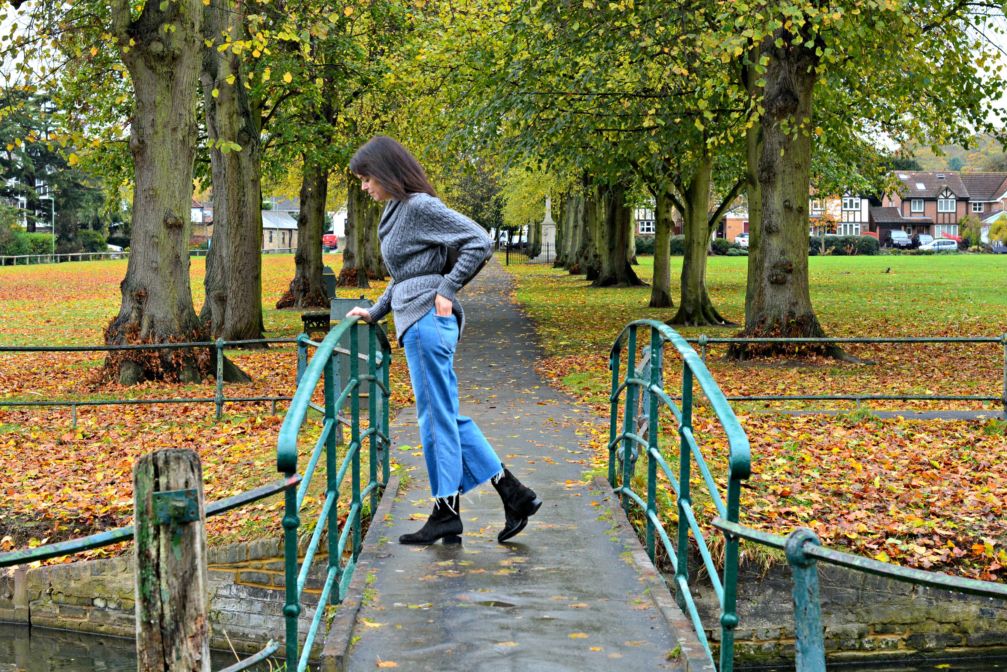 Current Elliott cropped wide leg jeans with Alexander Wang Anouk ankle boots