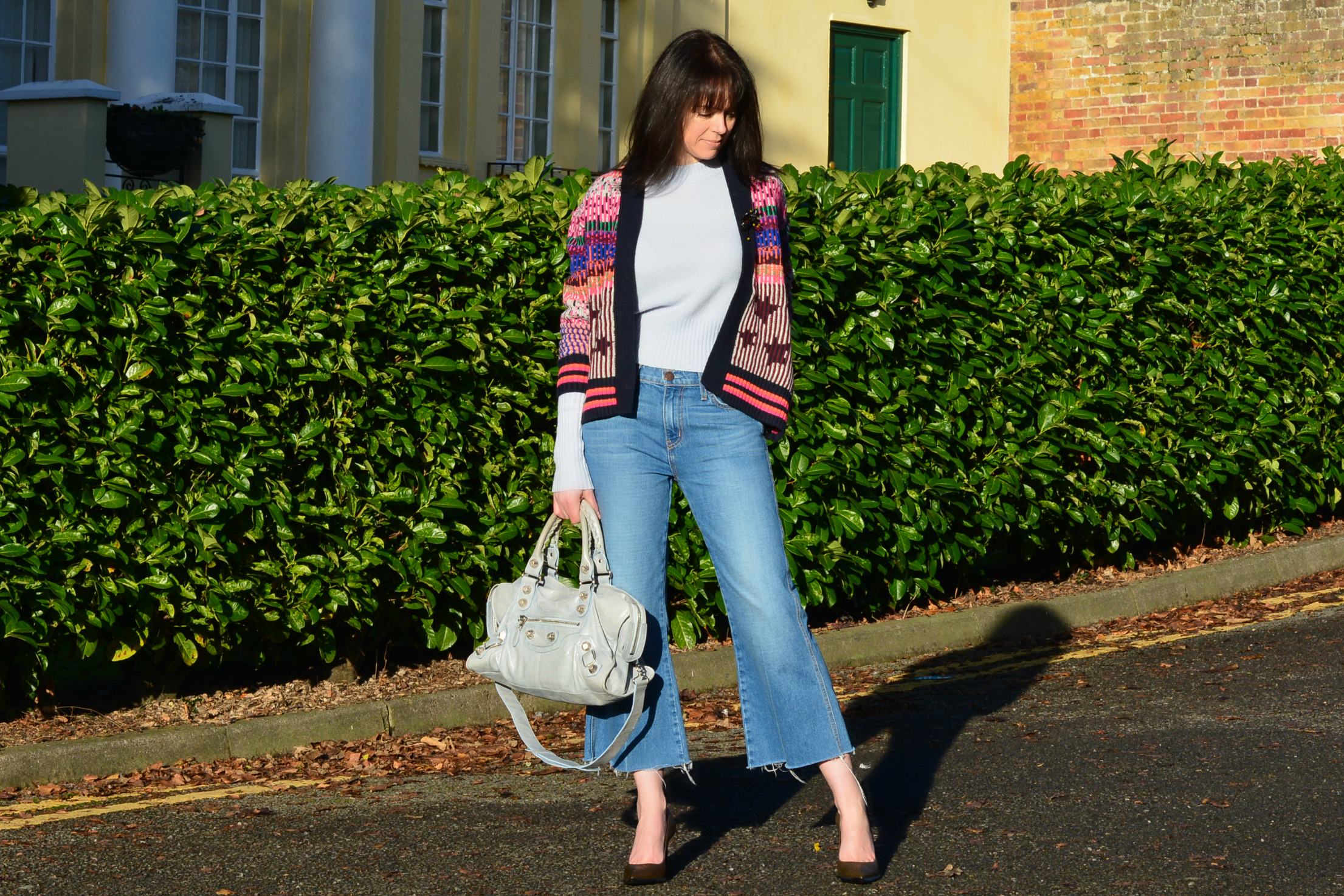 Maison Scotch cardi|AllSaints jumper and shoes|Balenciaga bag