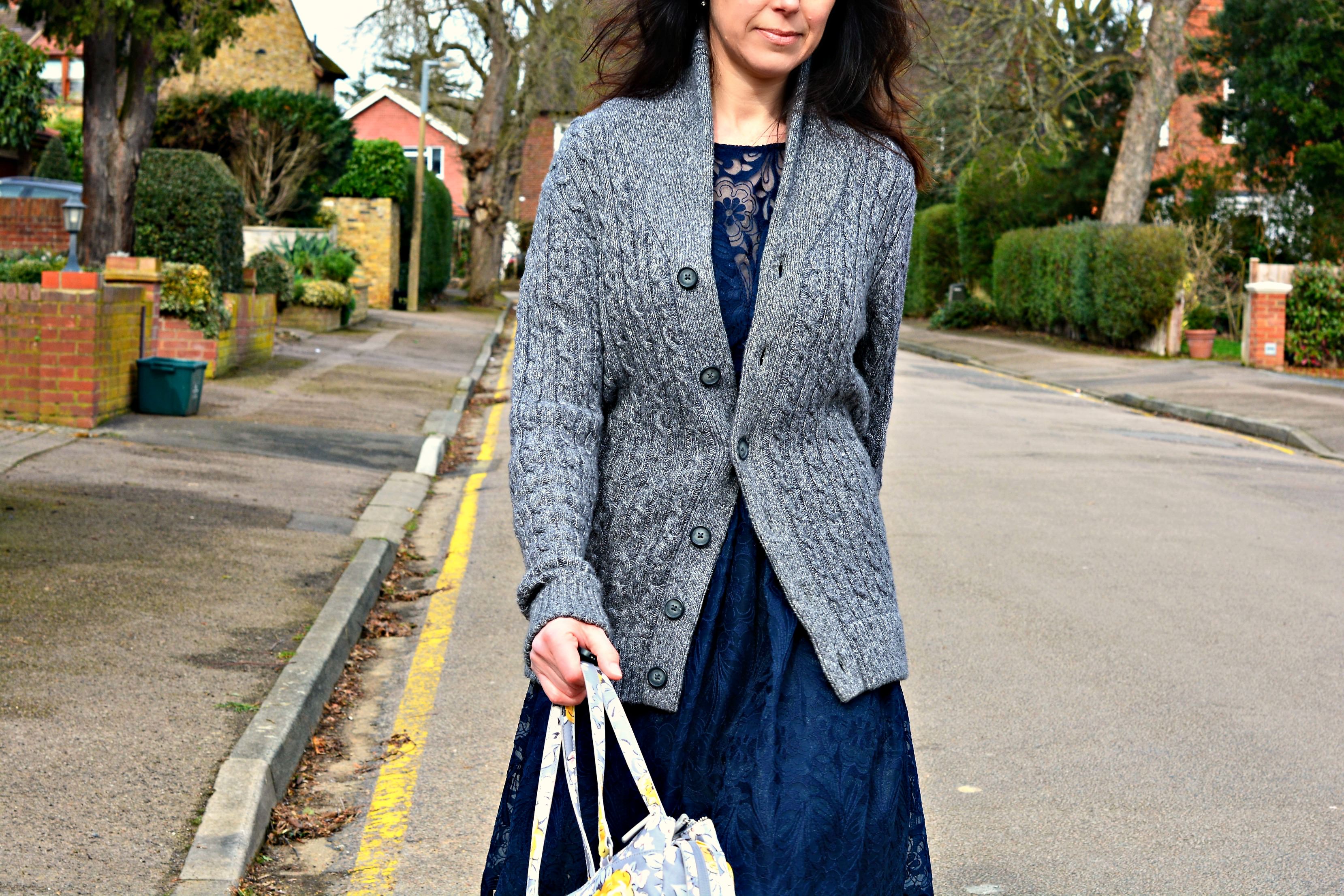 how a winter cardi takes a summer dress to spring