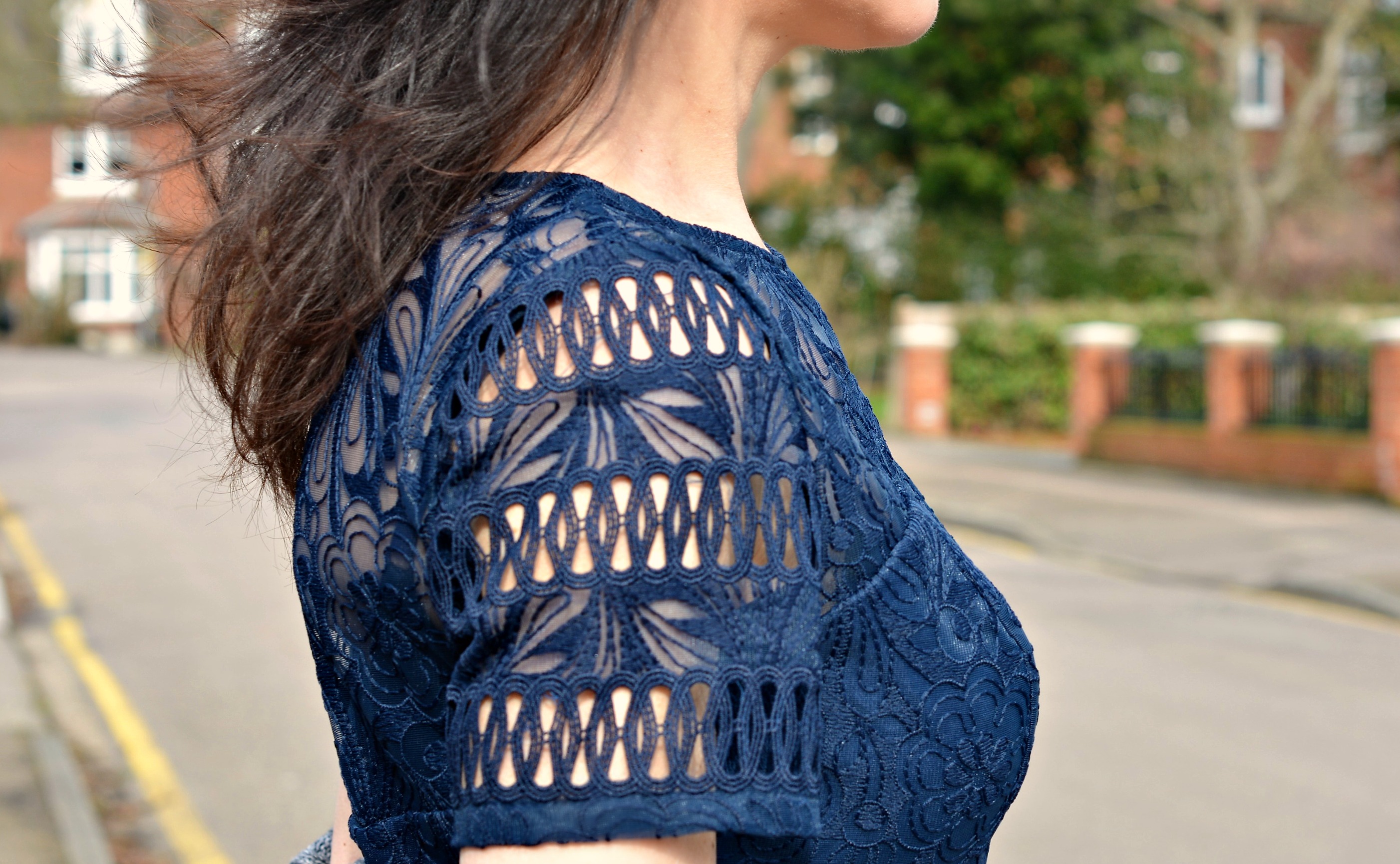 blue lace and broderie anglaise dress