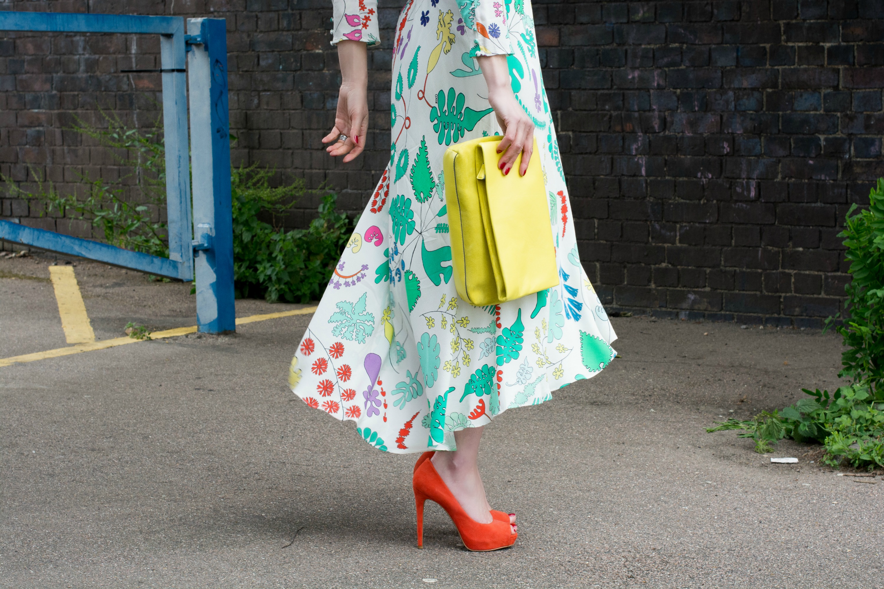 Whistles bright orange suede platform pumps