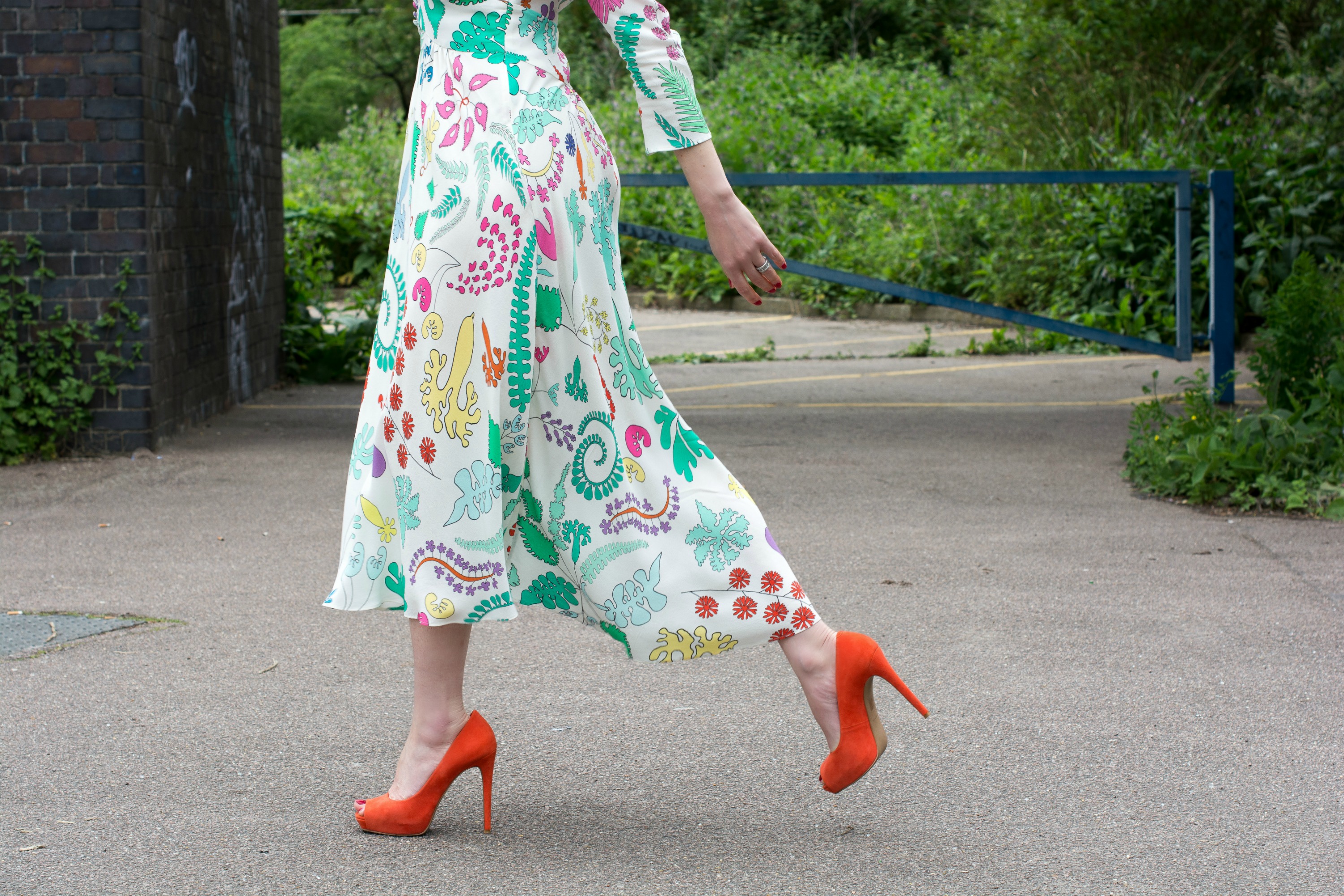 Whistles bright orange suede platform pumps