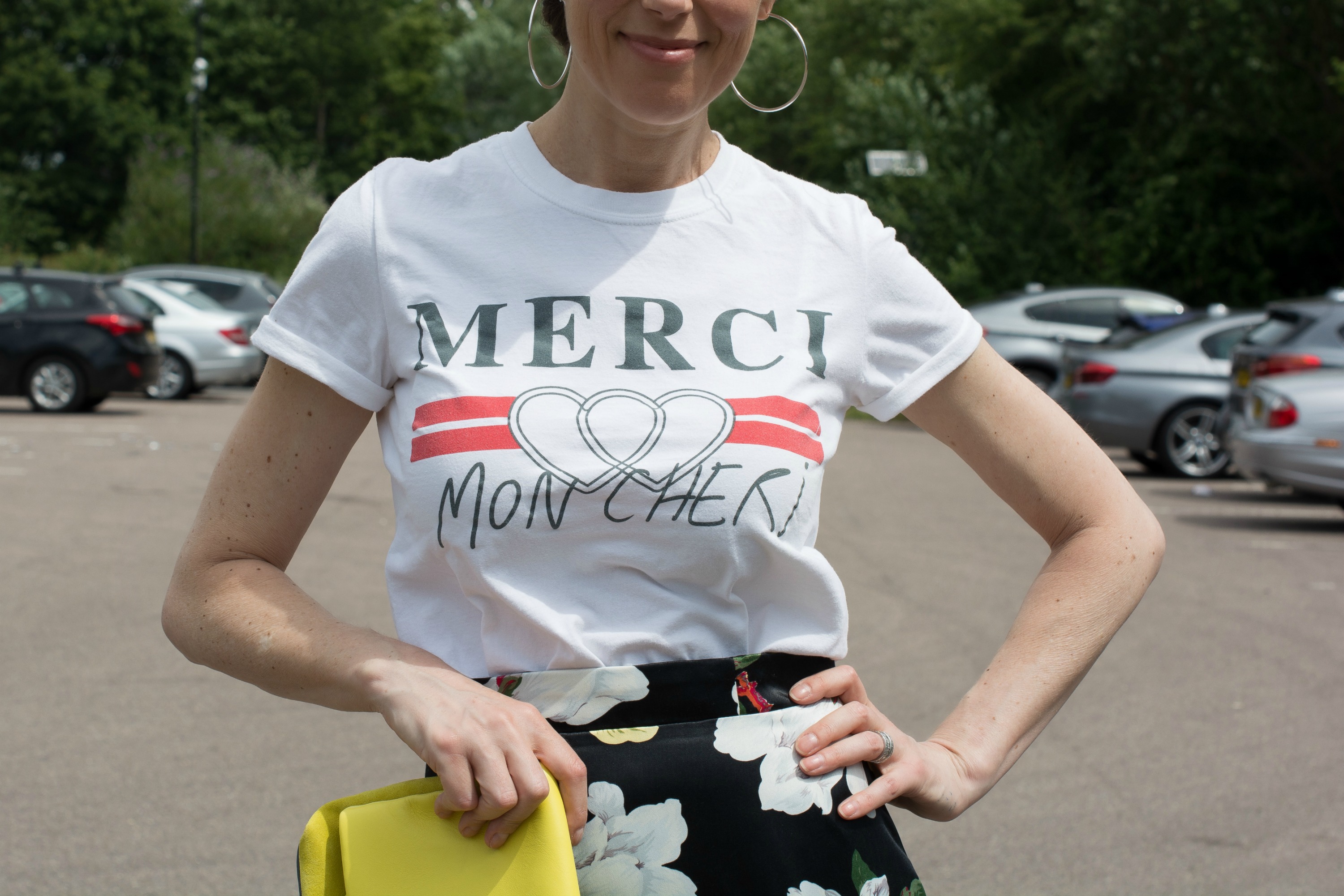 topshop merci t-shirt with hoop earrings