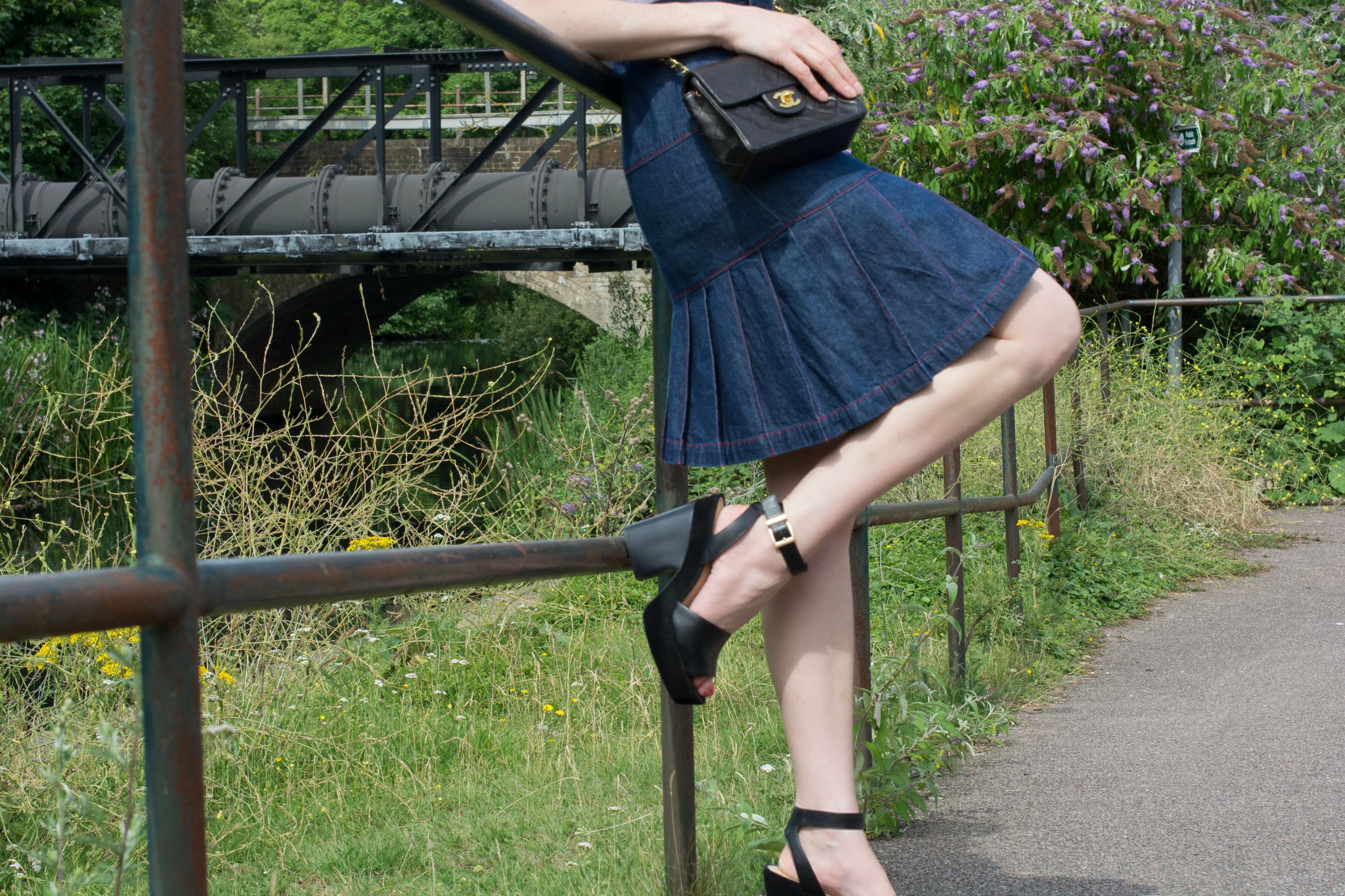 political-t-shirt-slogan-denim-skirt-wedge-heels