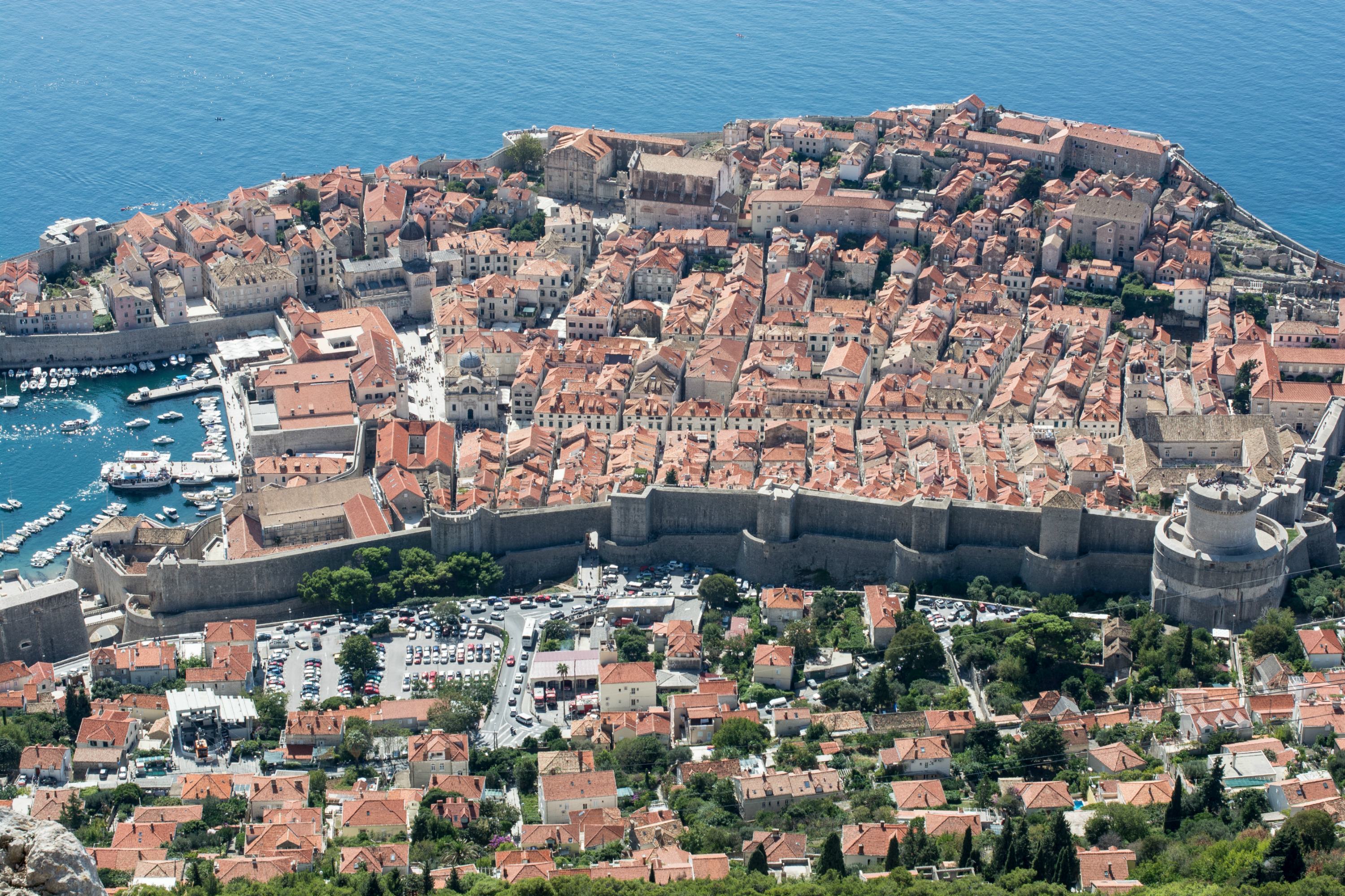 Dubrovnik old town view from cable car