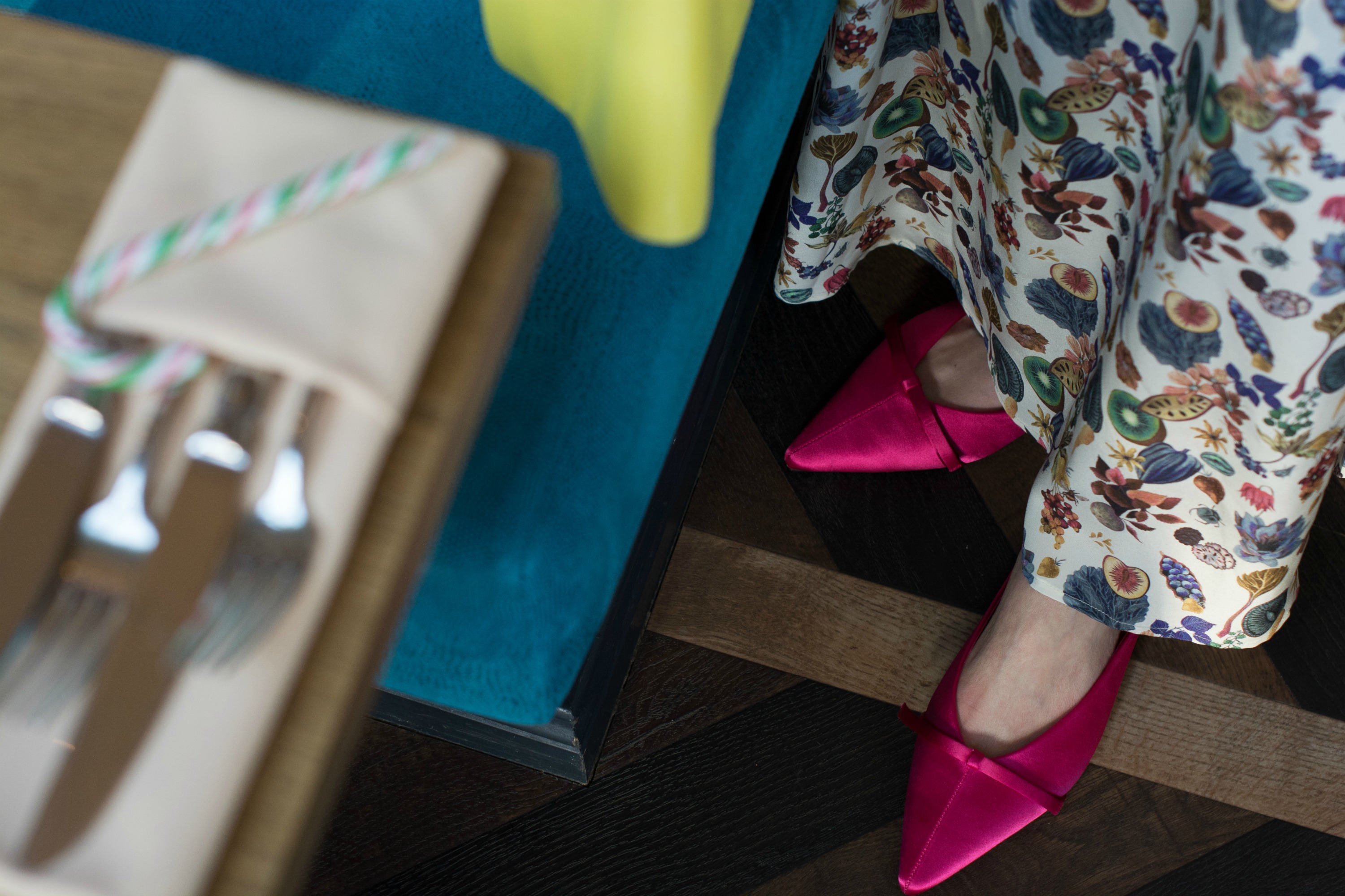 Ridley-London-dress-Mango-pink-slides-mules