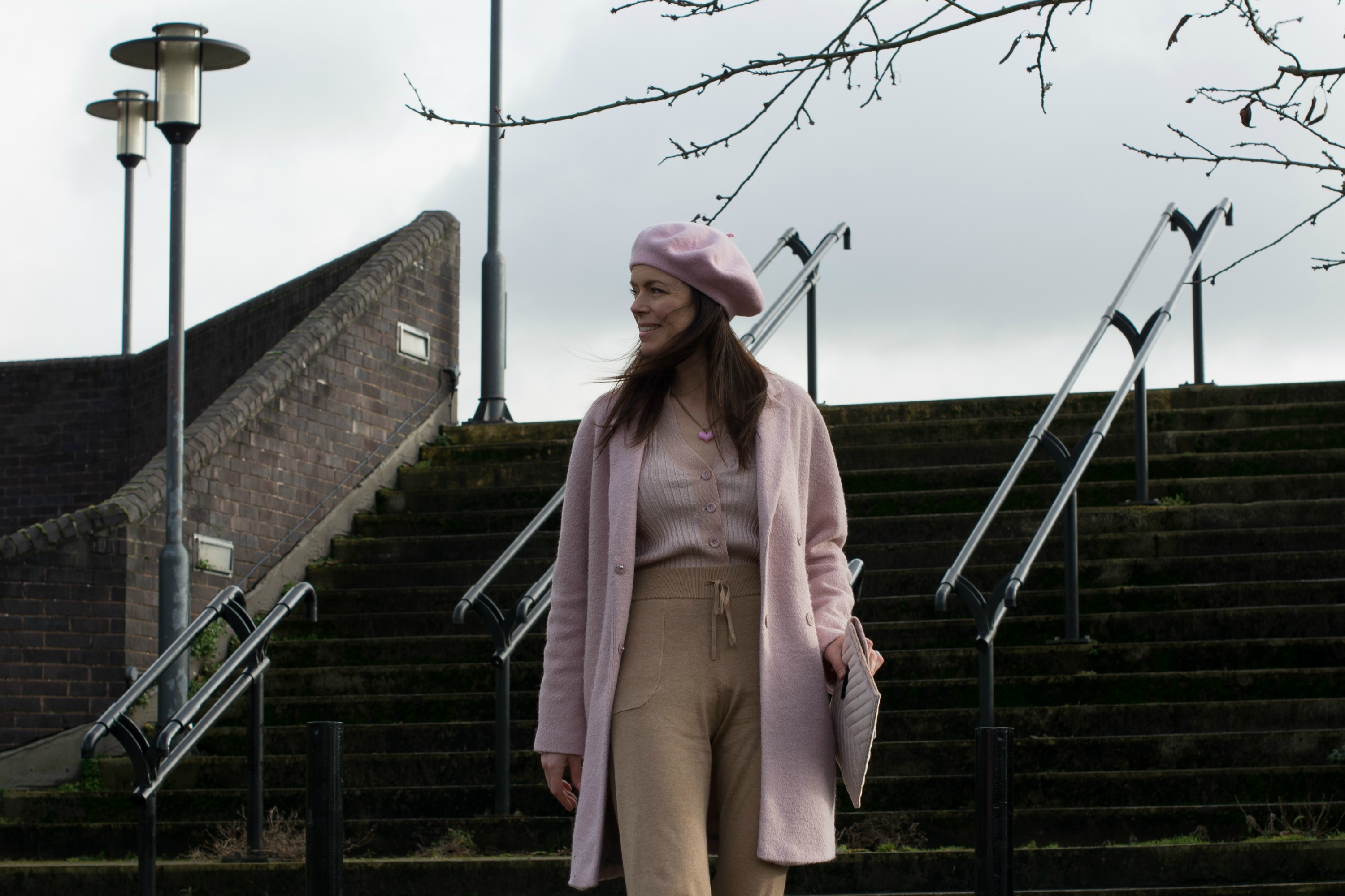 pink-topshop-beret-ganni-cardigan