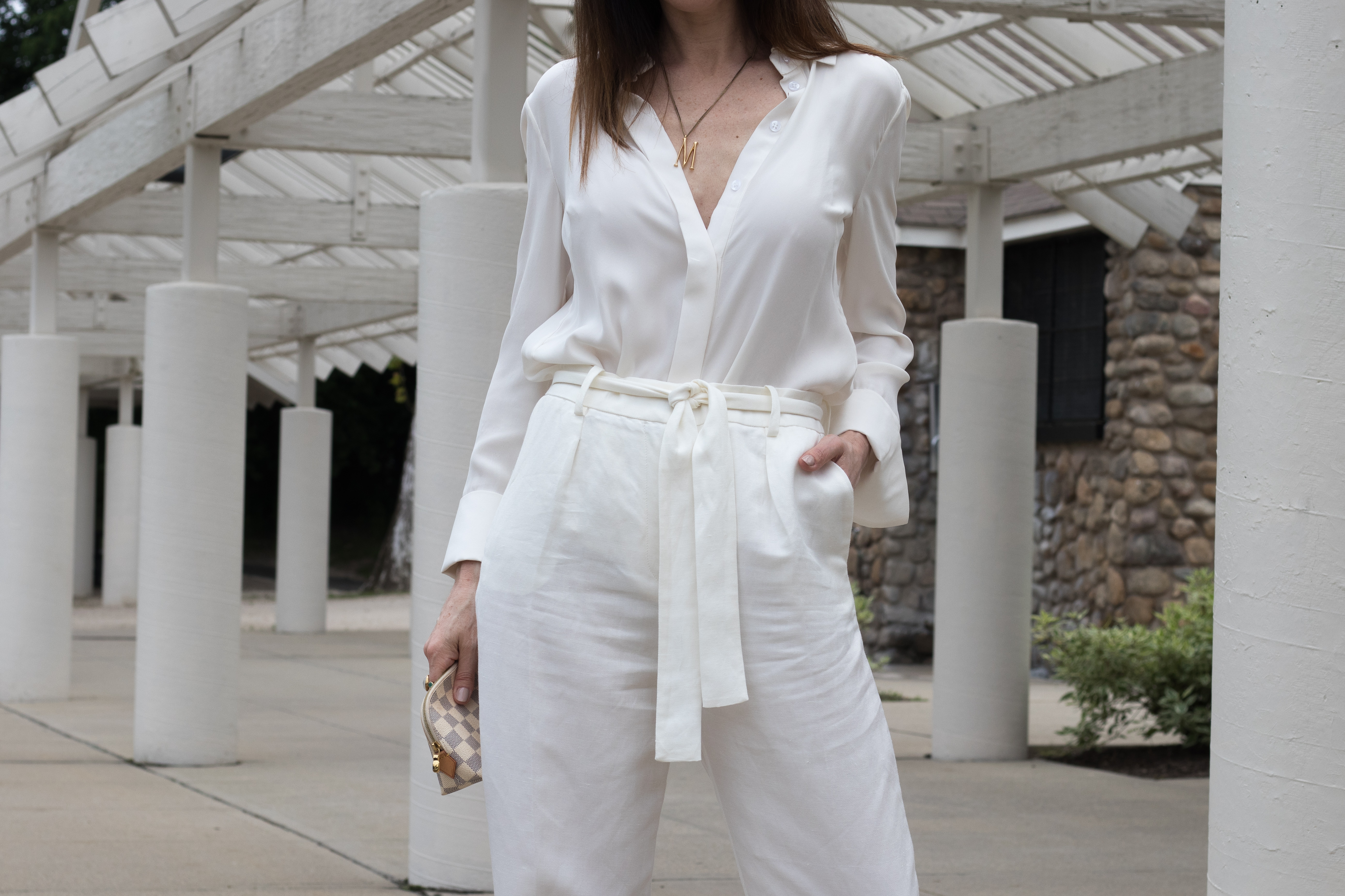 white-silk-blouse-with-white-linen-pants