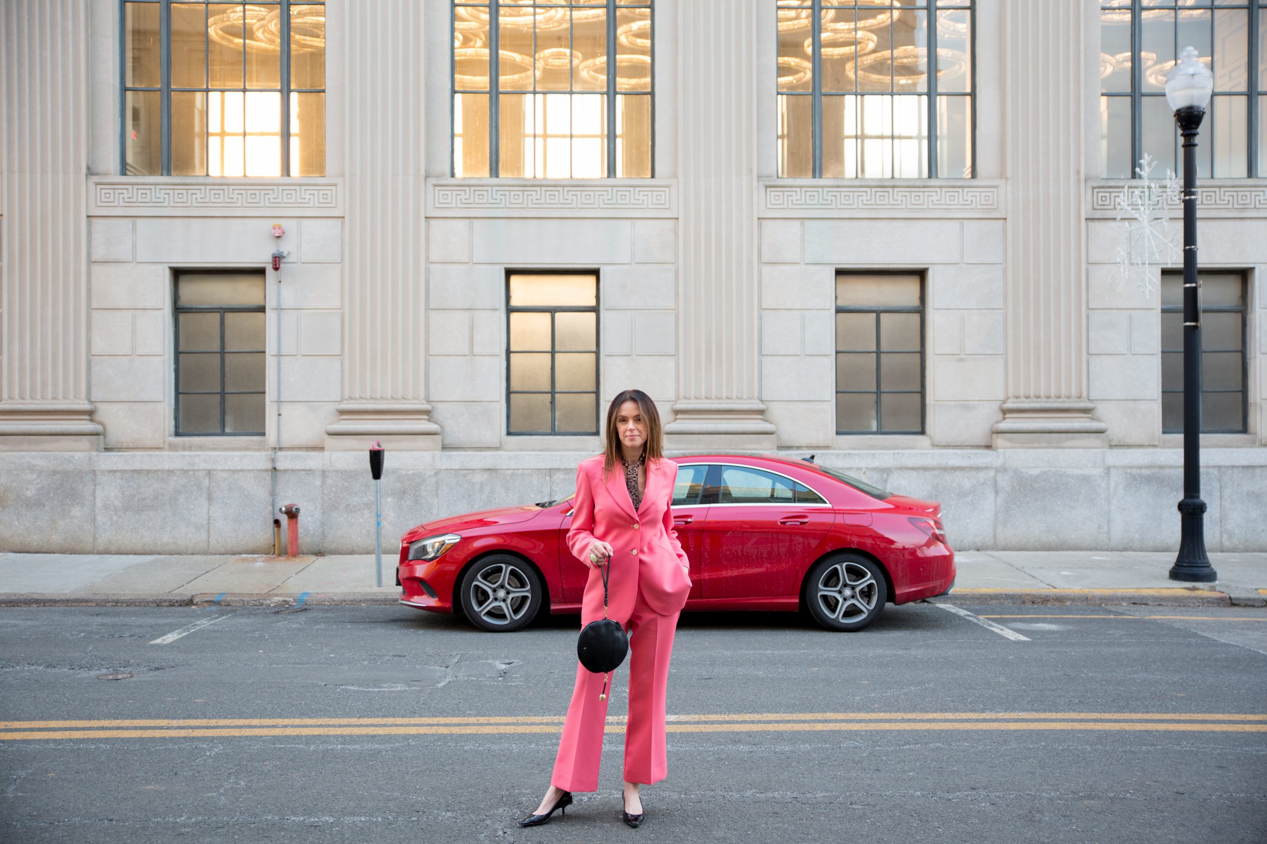 sustainable-brands-stine-goya-pink-pants-suit-rixo-leopard-blouse