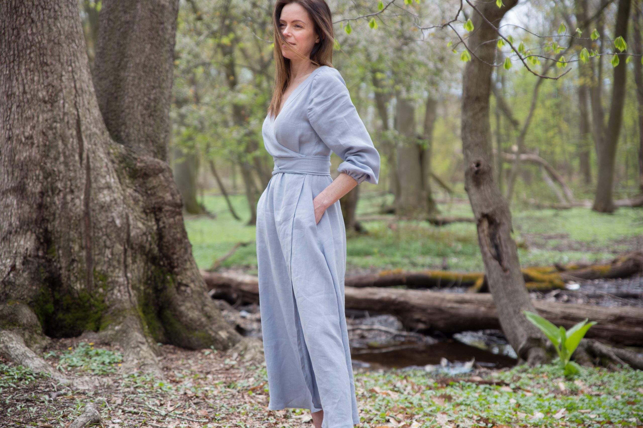 luxury-sustainable-brand-french-luxe-provence-linen-pale-blue-wrap-maxi-dress